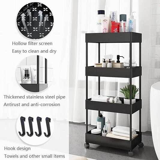 4 Tier Slim Storage Cart, Bathroom Storage Organizer