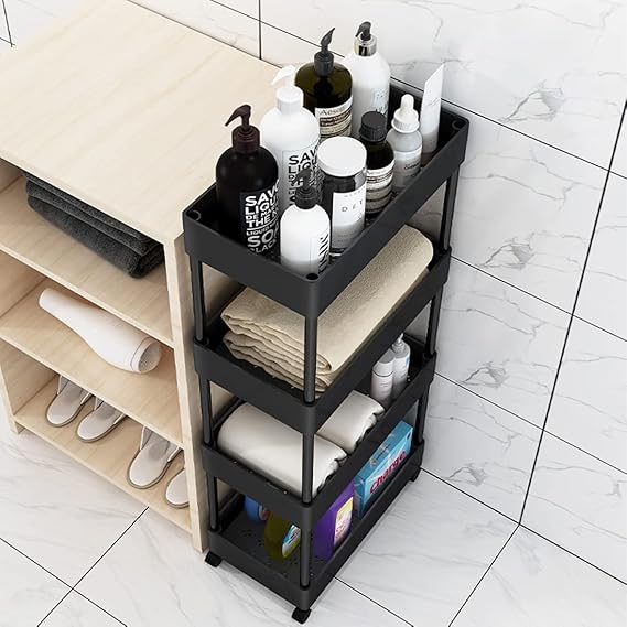 4 Tier Slim Storage Cart, Bathroom Storage Organizer