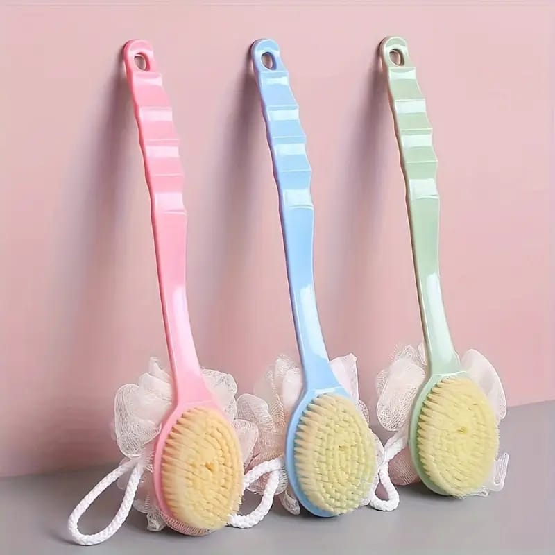 2-in-1 Soft Bristle Loofah Body Brush with Long Handle-FlyingCart.pk