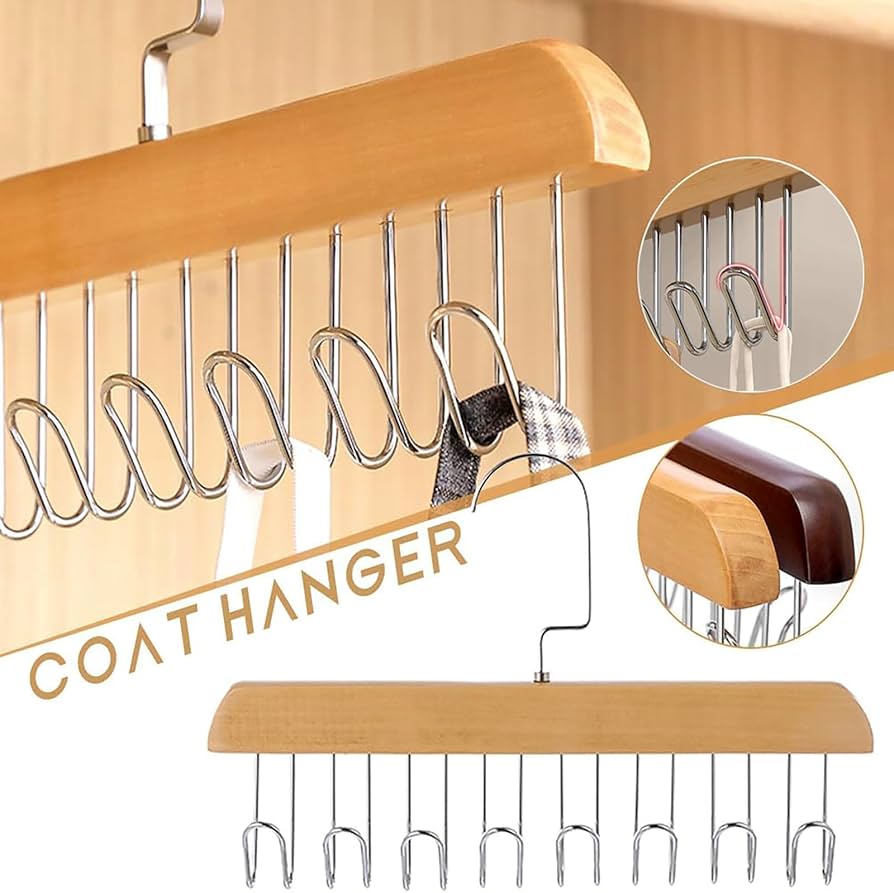 8-Hook Wooden Hanger with 360° Rotating-FlyingCart.pk