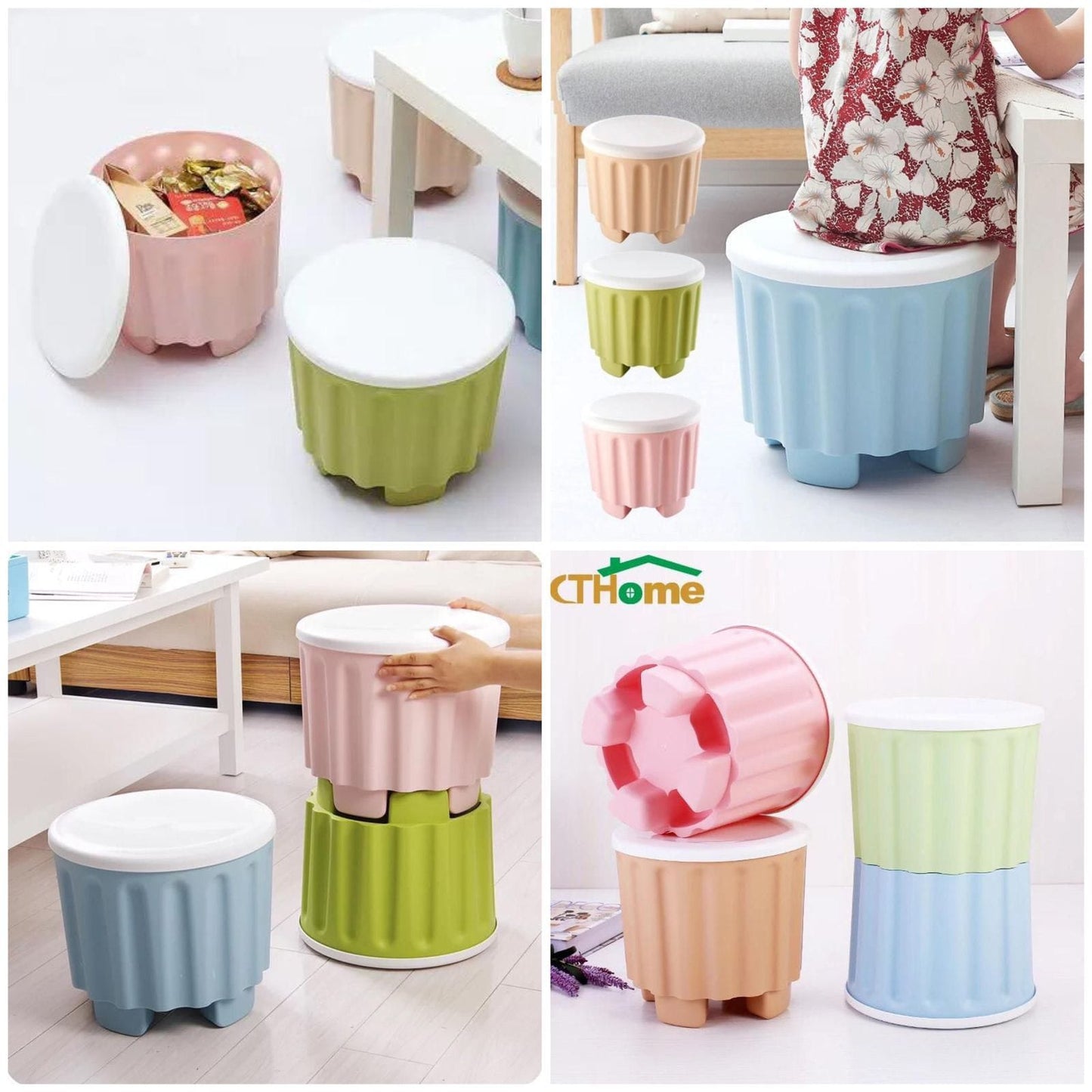 Drum-Shaped Storage Stool for Kids-FlyingCart.pk