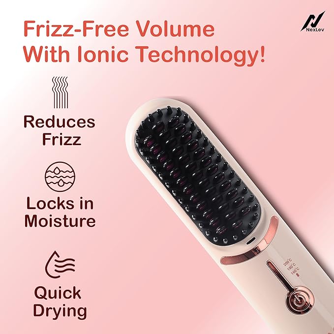 Rechargeable Wireless Hair Straightener Brush-FlyingCart.pk