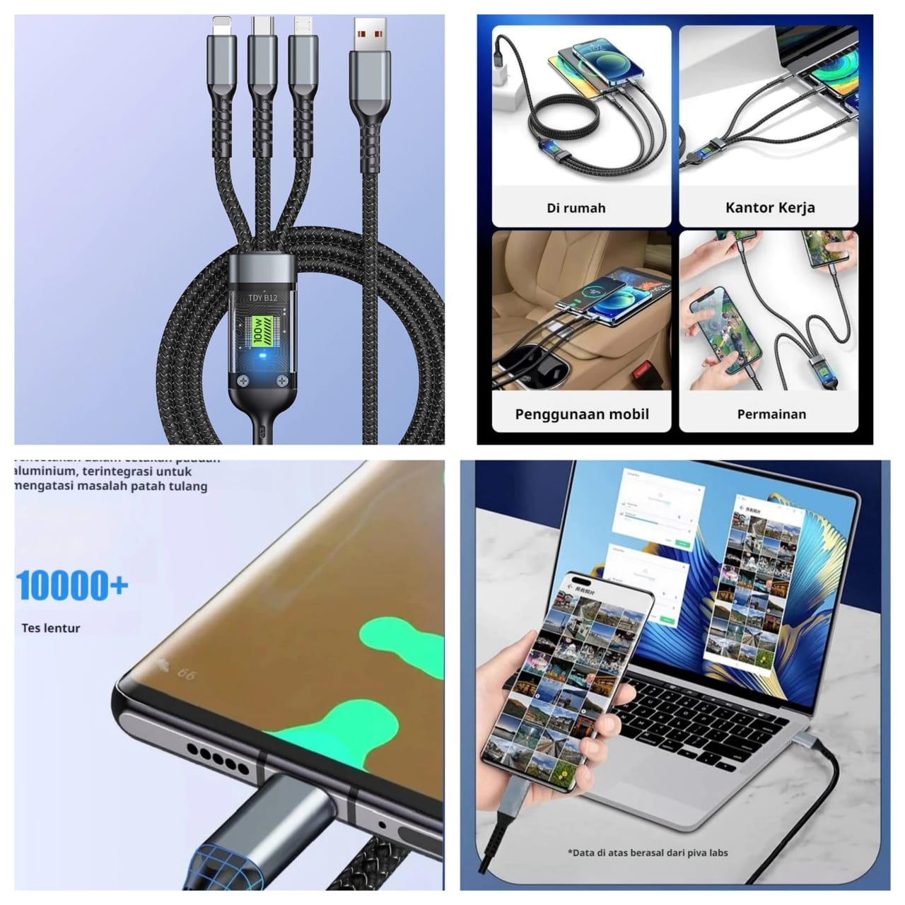 3-in-1  Charging Cable 100W-FlyingCart.pk