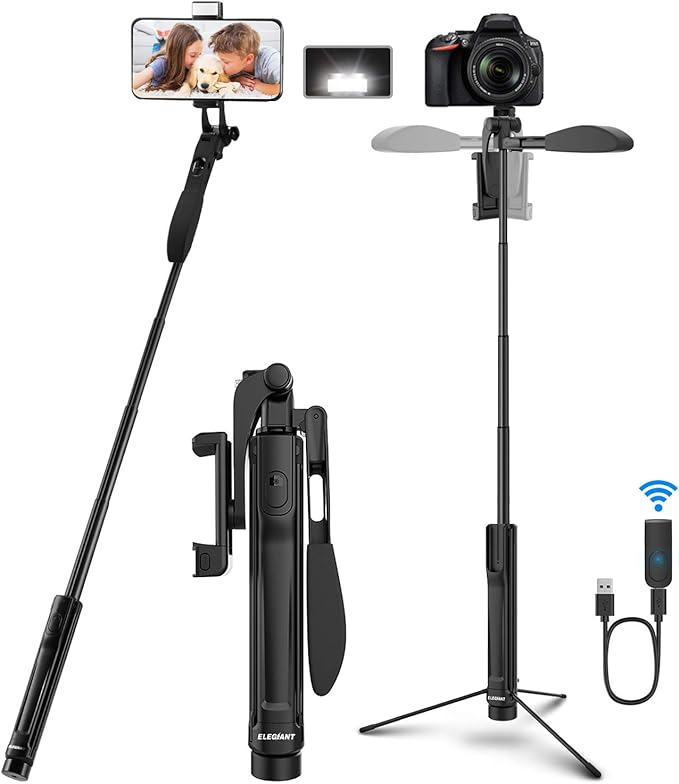 4 in 1  Selfie Stick With Bluetooth Remote and Led- FlyingCart.pk