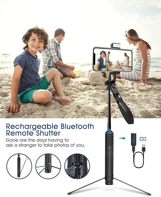 4 in 1  Selfie Stick With Bluetooth Remote and Led