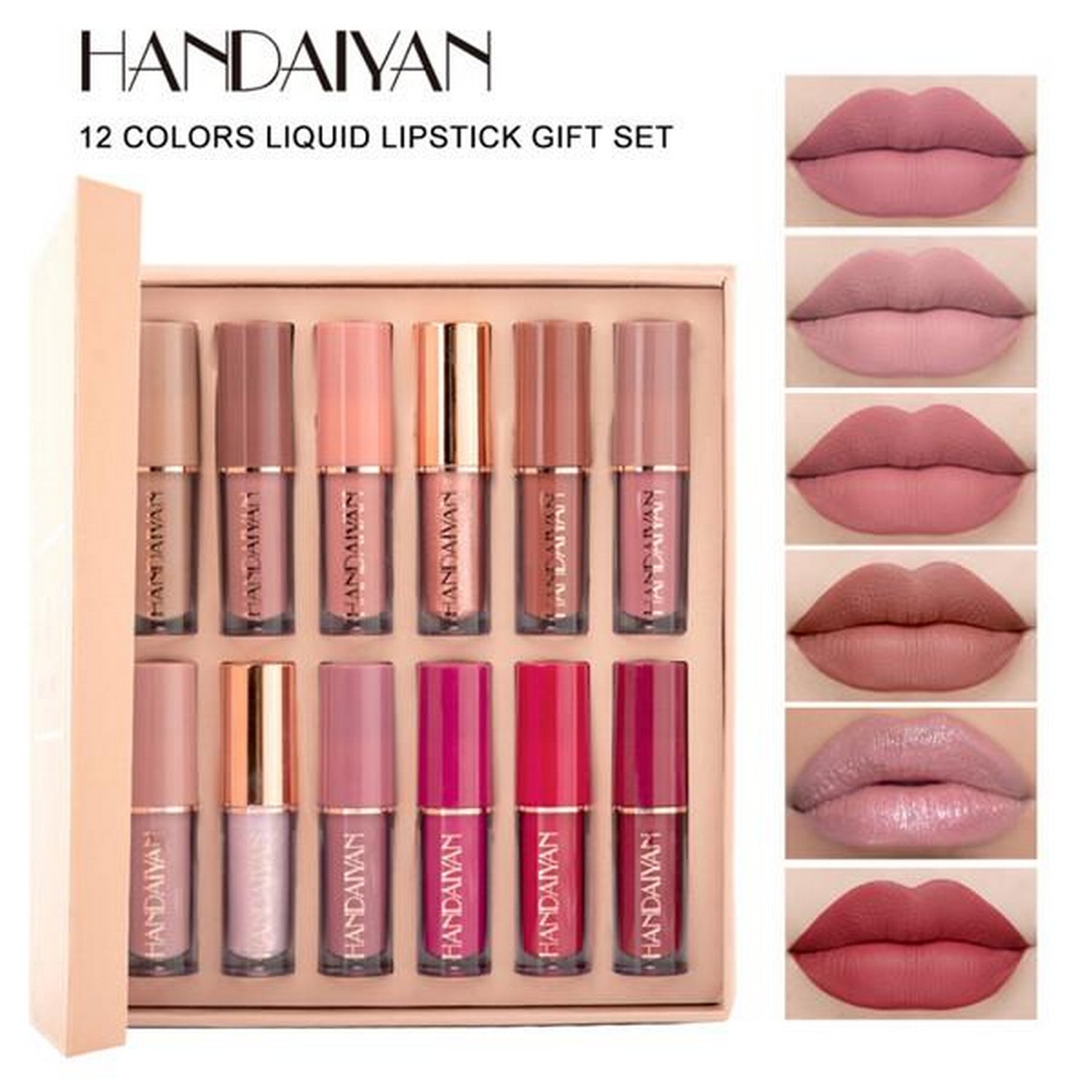 HANDAIYAN 12 Colors Matte Liquid Lipstick Set (12pcs) - FlyingCart.pk