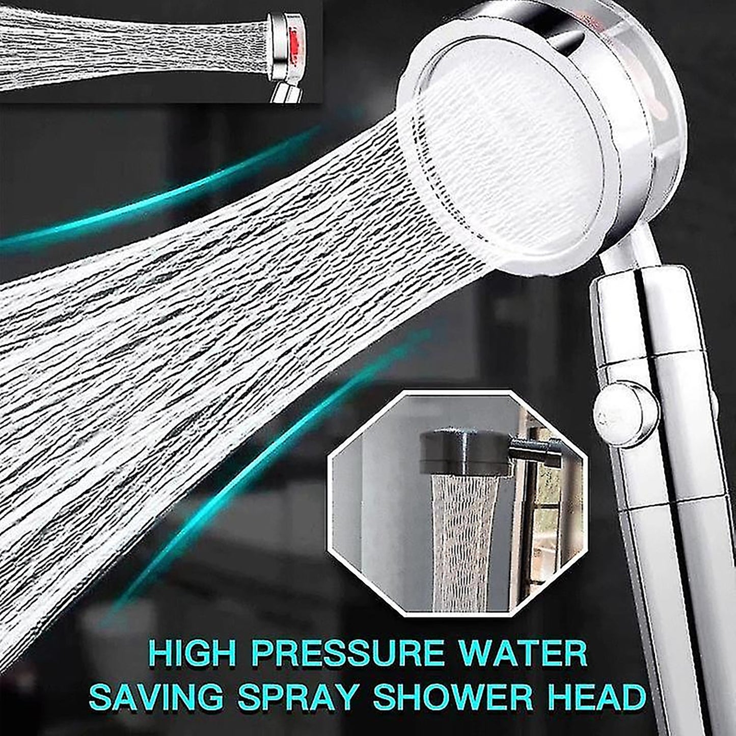 High Pressure Water Shower Head with Small Fan - FlyingCart.pk