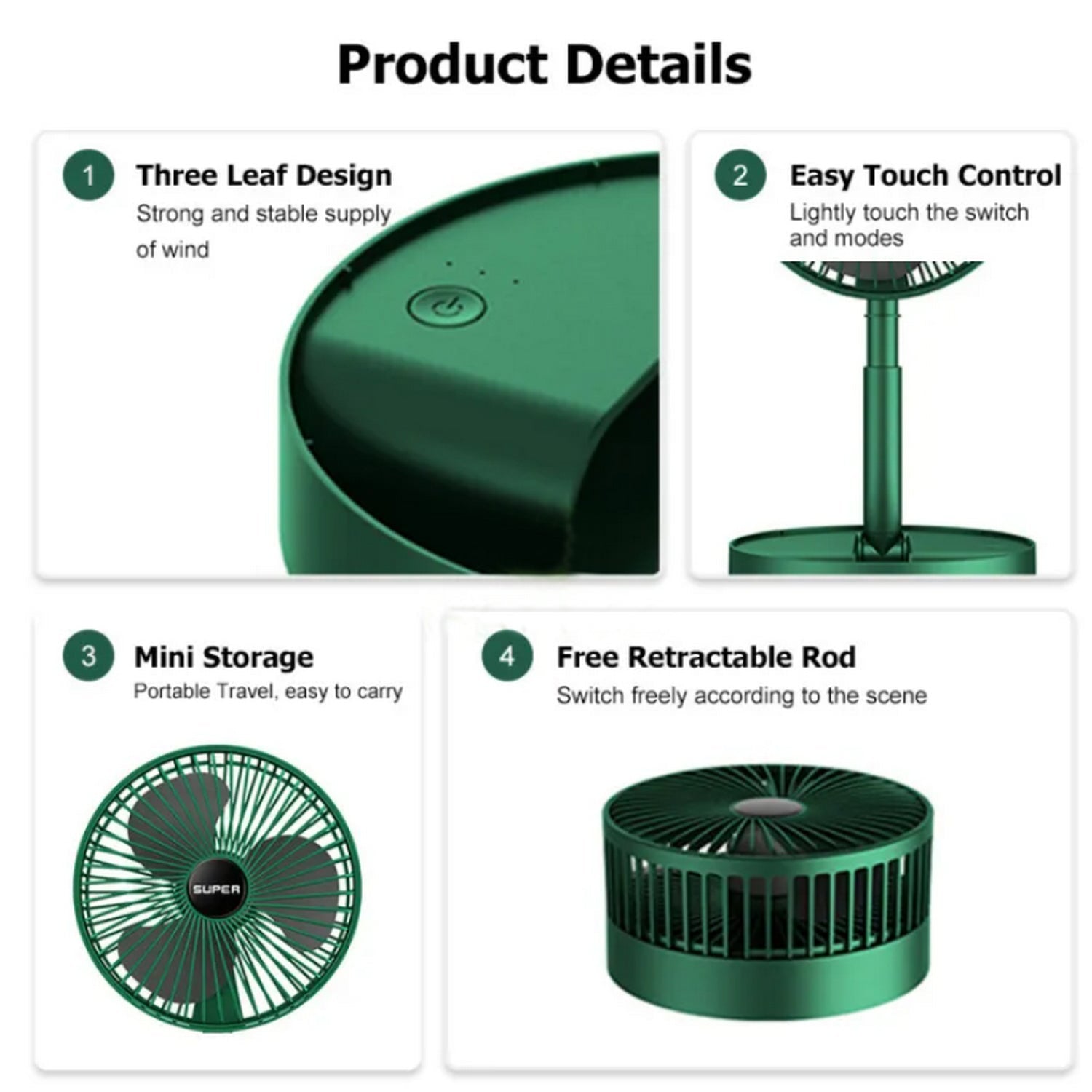 Maytto Rechargeable Electric Fan Mini Foldable Low Noise - FlyingCart.pk