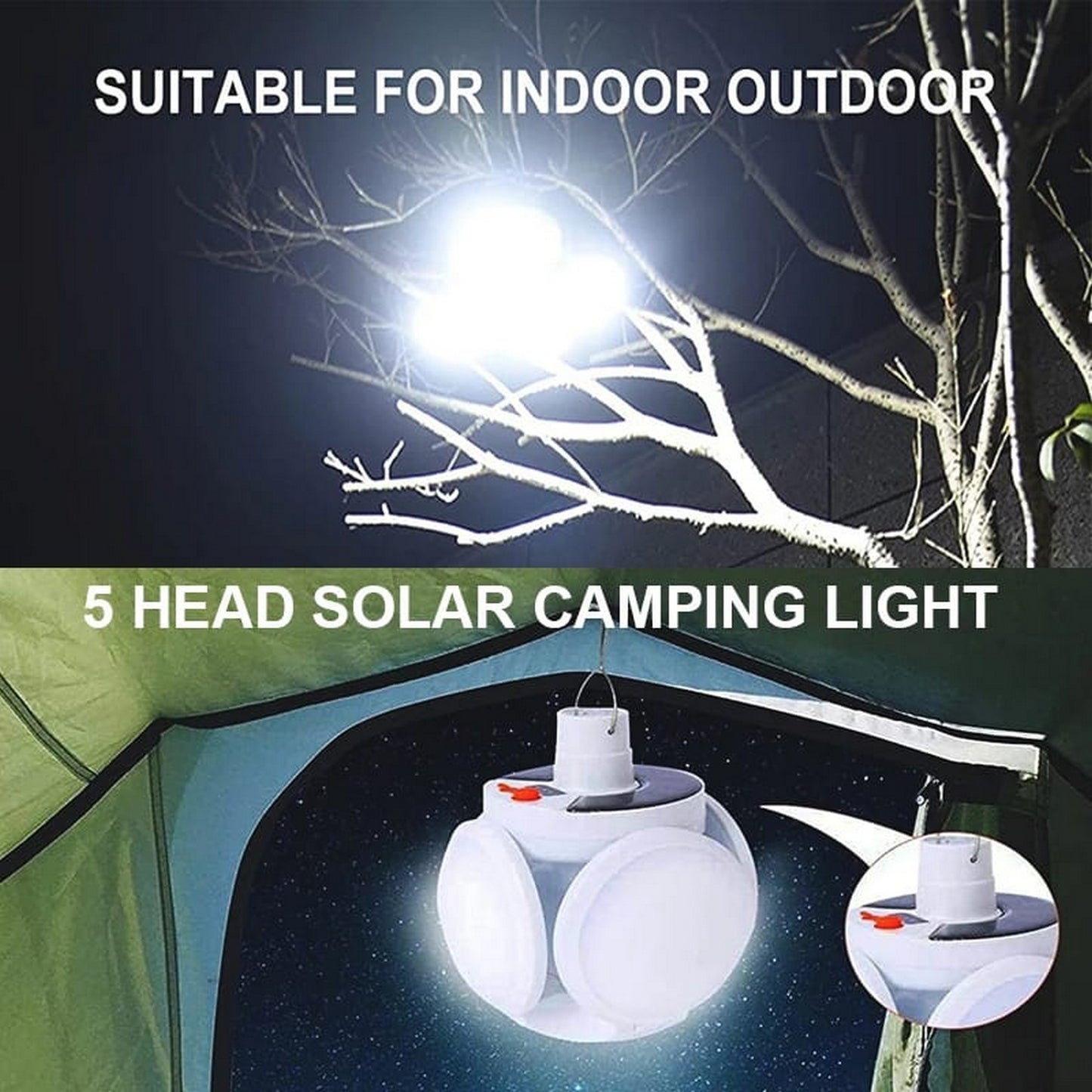 Solar LED Camping Light  USB Rechargeable Bulb For Outdoor Tent Lamp - FlyingCart.pk