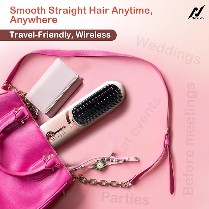 Rechargeable Wireless Hair Straightener Brush-FlyingCart.pk