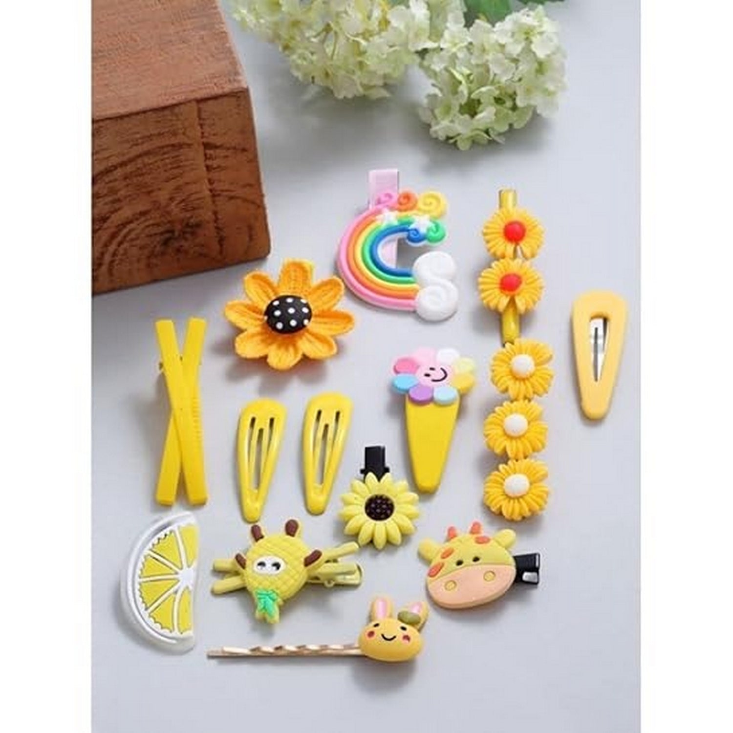 Flower And Animal Pony Clip Set (14 Pcs) - FlyingCart.pk