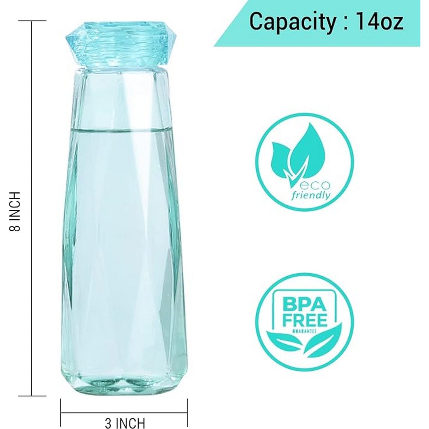 DIOMAND GLASS WATER BOTTLE 400mL - FlyingCart.pk