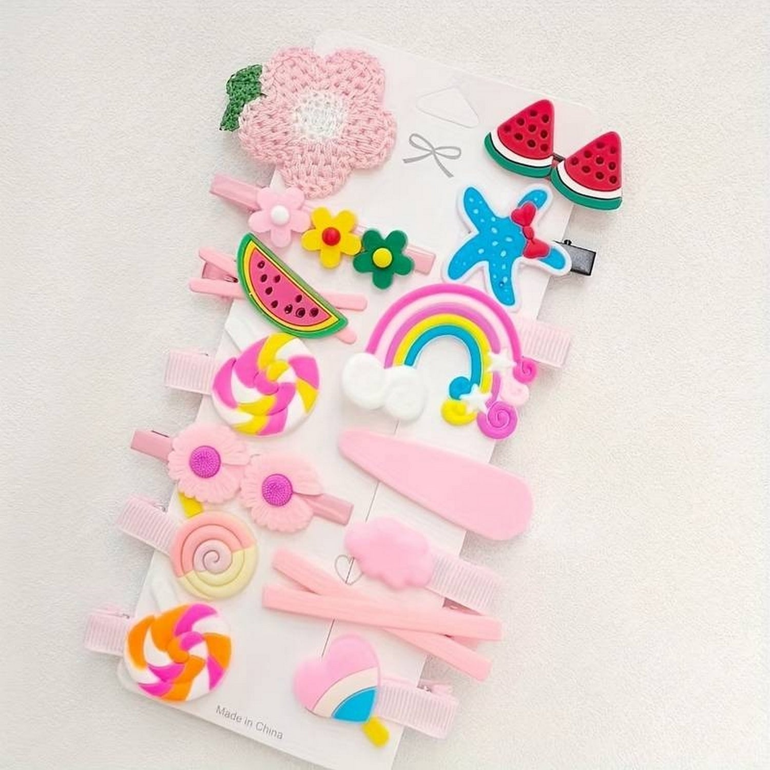 Hair Clips For Kids Cute Characters Pretty Snap Multicolor 14 Pcs - FlyingCart.pk