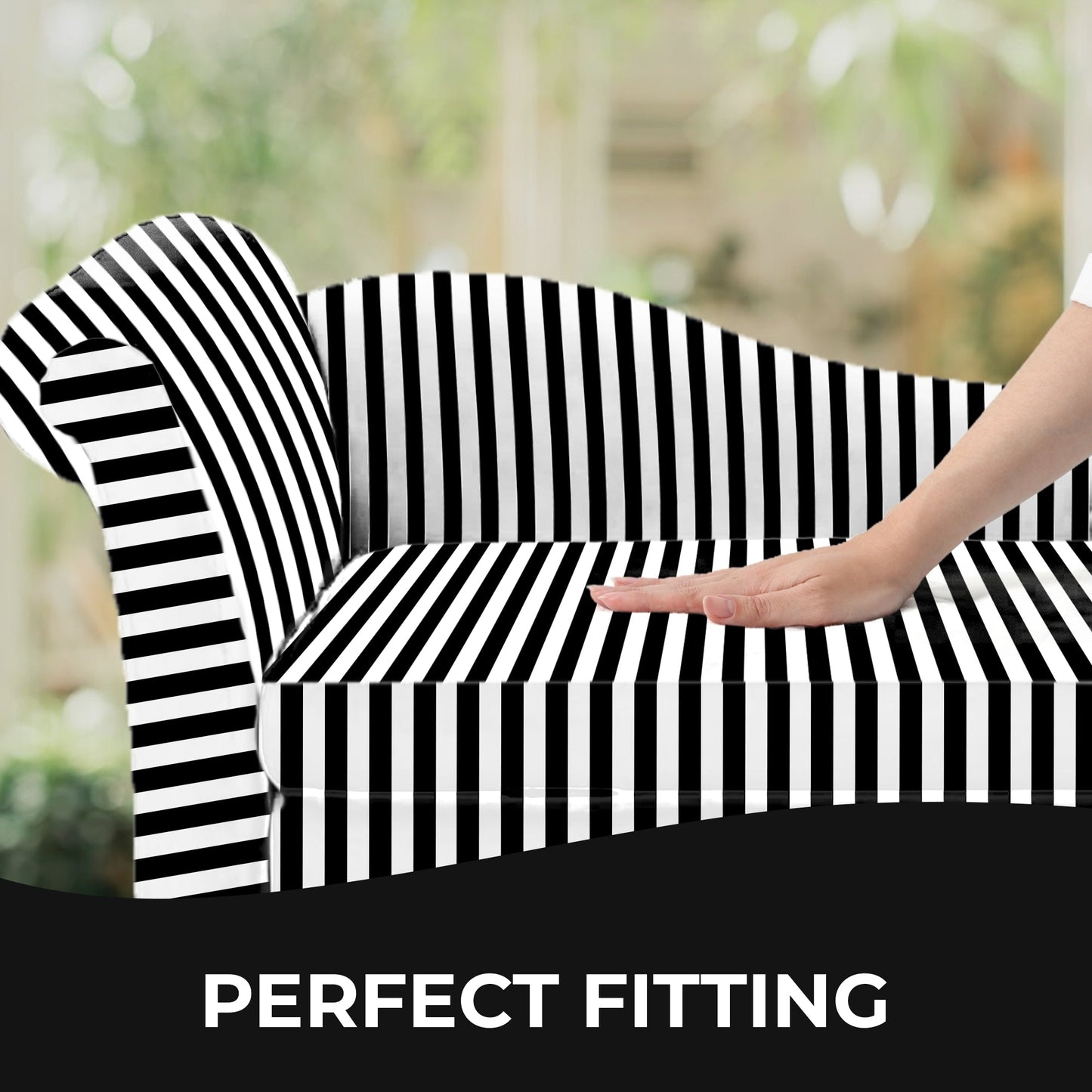 Vintage Hollywood B&W Striped Sofa Cover - FlyingCart.pk