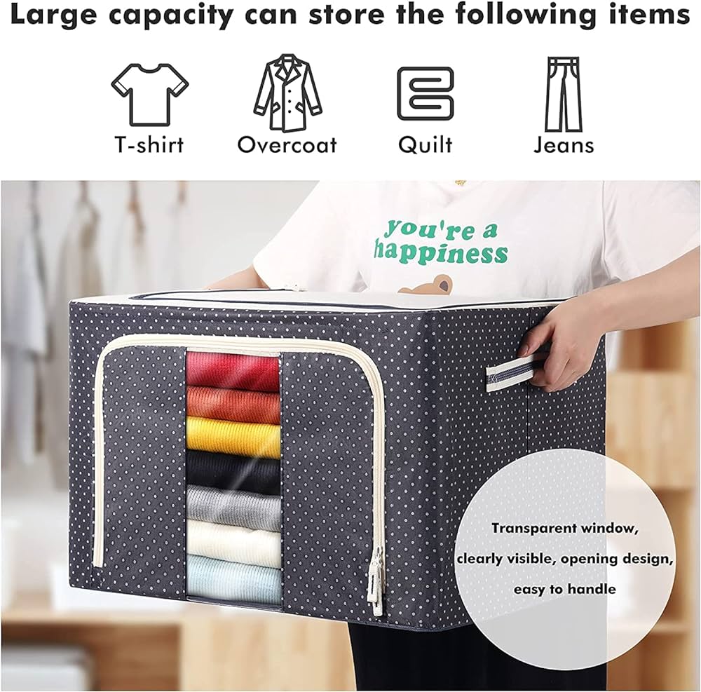 Foldable Steel Frame Clothes Organizer Bag 66 LTR - FlyingCart.pk