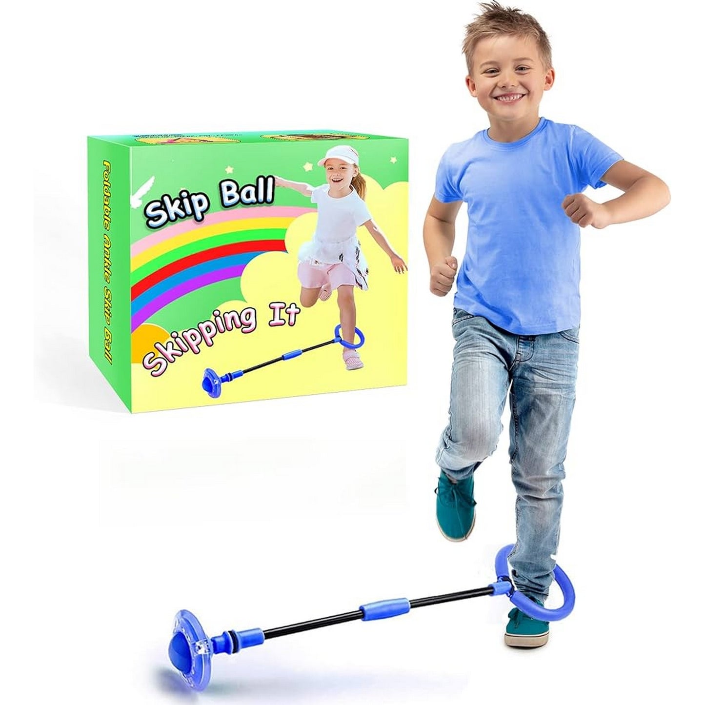 Skip Ball For Kids Foldable Ankle Skip Ball Colorful Light Flashing Jumping Ring - FlyingCart.pk
