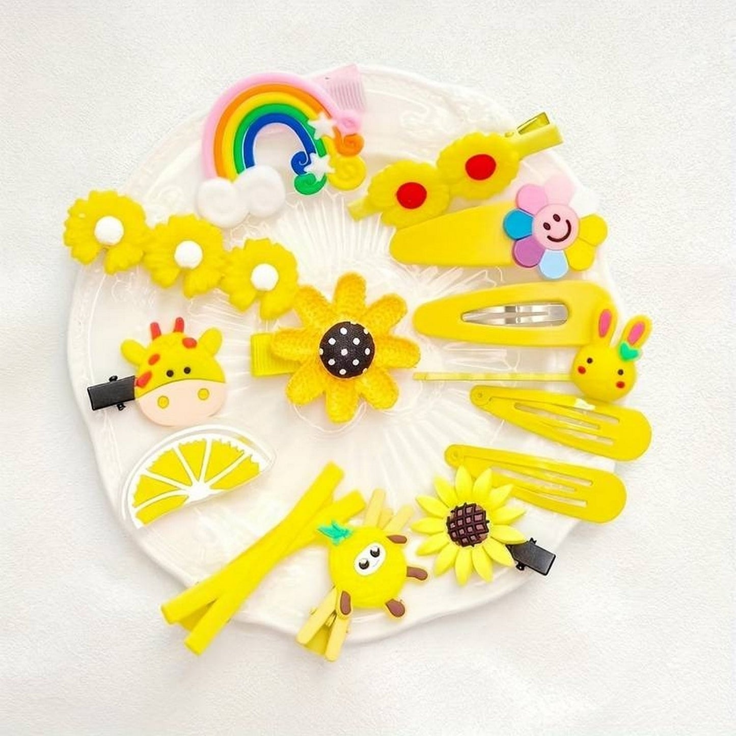 Flower And Animal Pony Clip Set (14 Pcs) - FlyingCart.pk