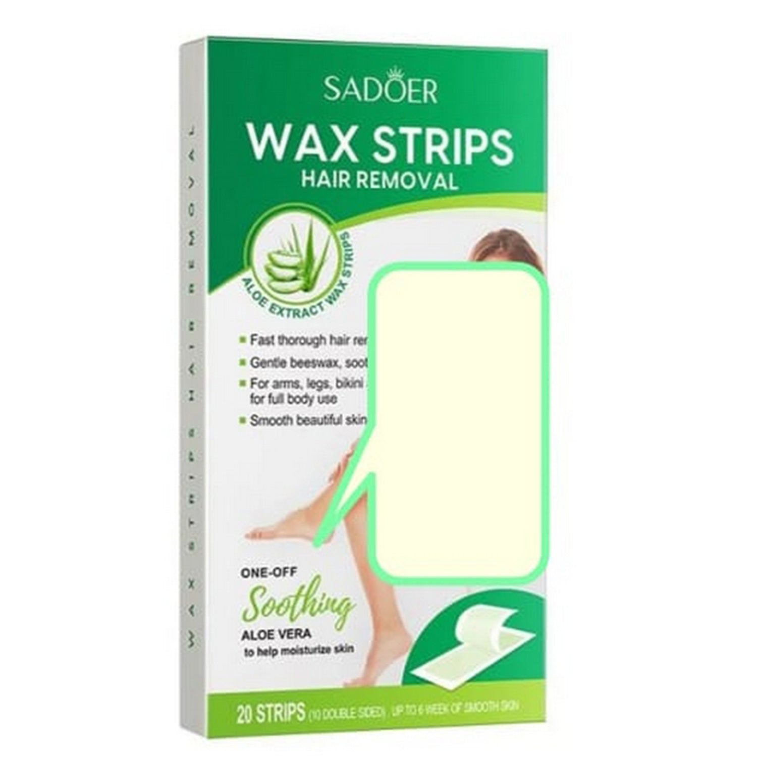 Sadoer Aloe Vera Hair Removal Wax Strips (10 Double Sided Strips) - FlyingCart.pk