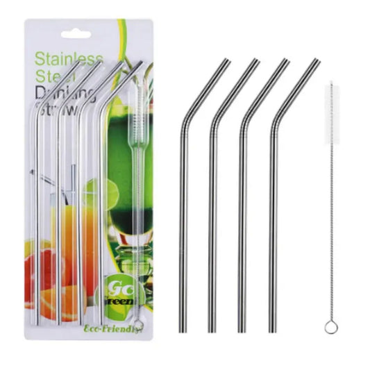 Stainless Steel Straws 4 Pieces Set - FlyingCart.pk