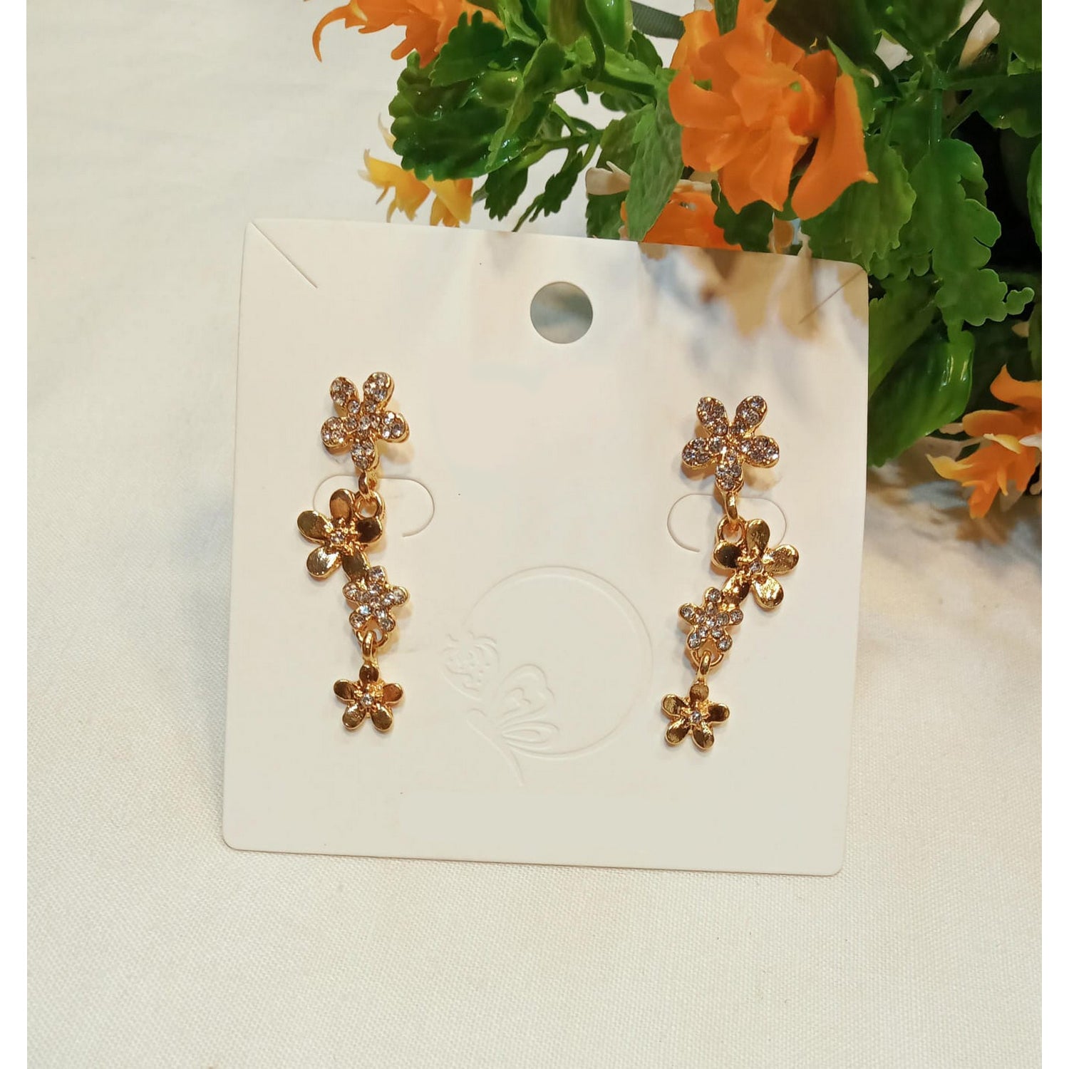 Korean Design Flower Long Earrings For Girls - FlyingCart.pk