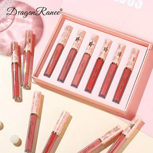 Dragon Ranee 6 Colors Lip Gloss Set Long Lasting And Waterproof Matte Liquid Lipsticks