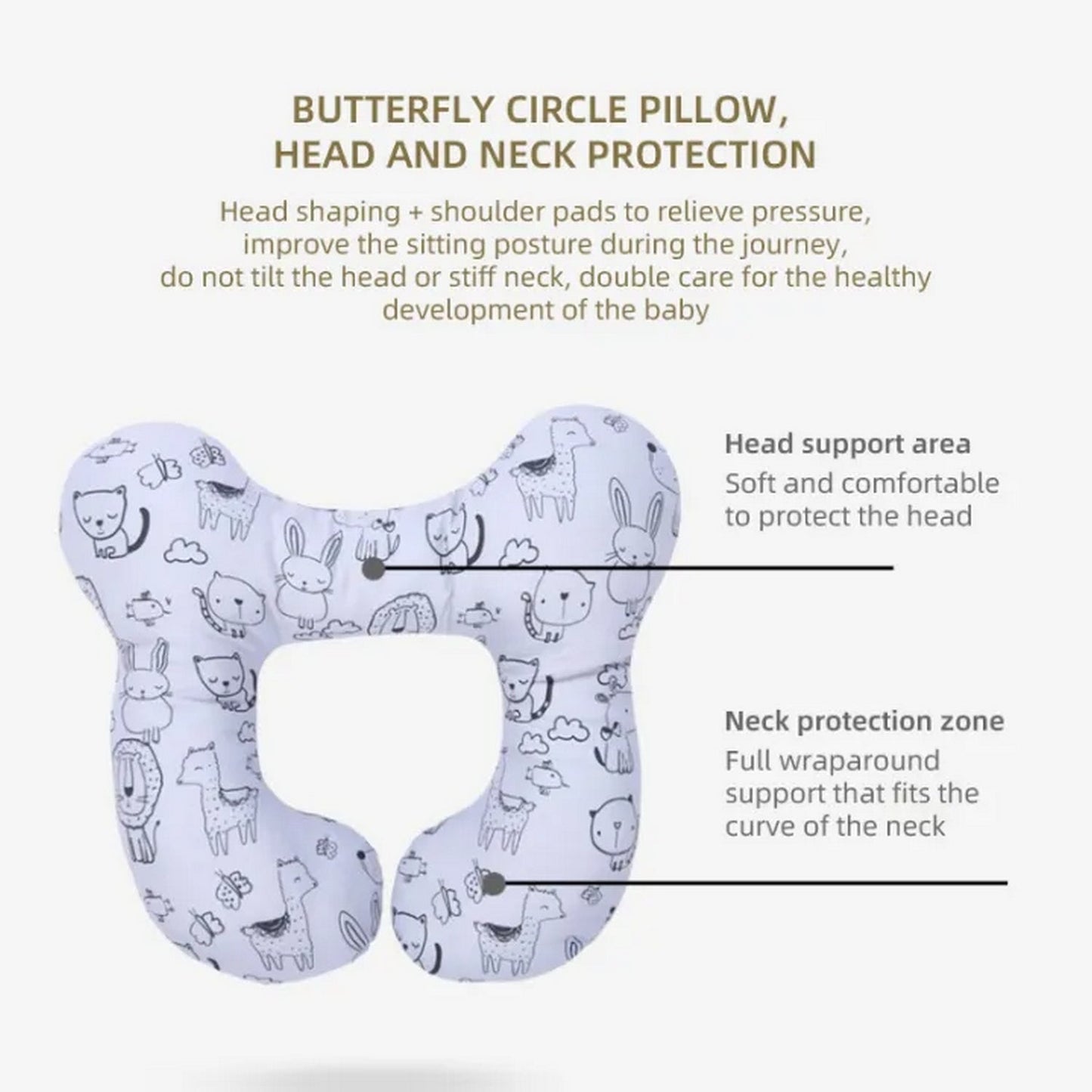 Pillows Cartoon Pattern Baby U Shaped Kids Neck Pillow - FlyingCart.pk