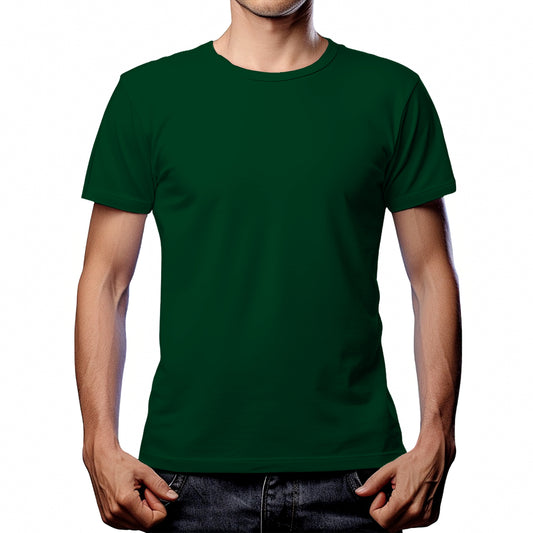 Half Sleeves Bottle Green T-shirt For Men - FlyingCart.pk