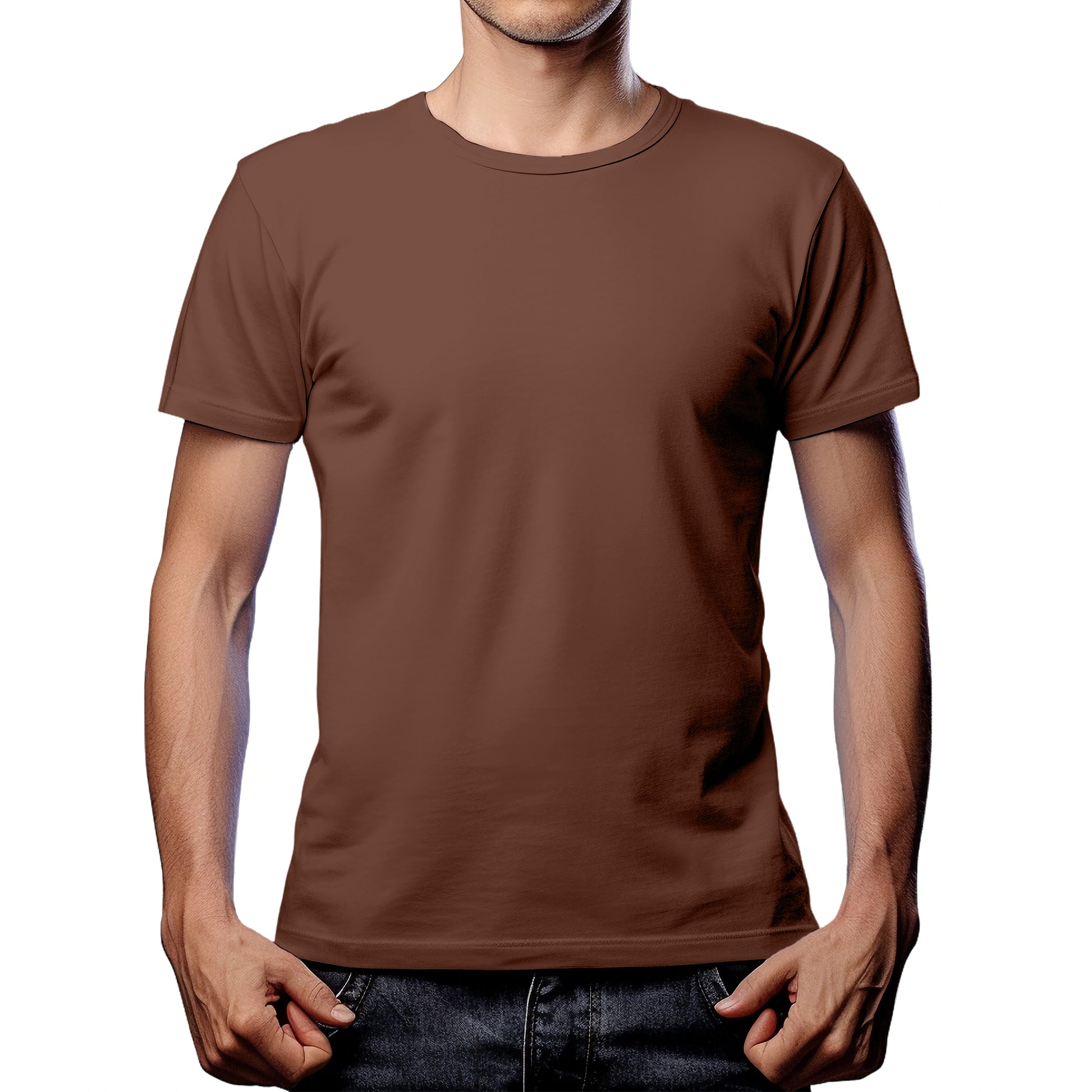 Half Sleeves Brown T-shirt For Men - FlyingCart.pk