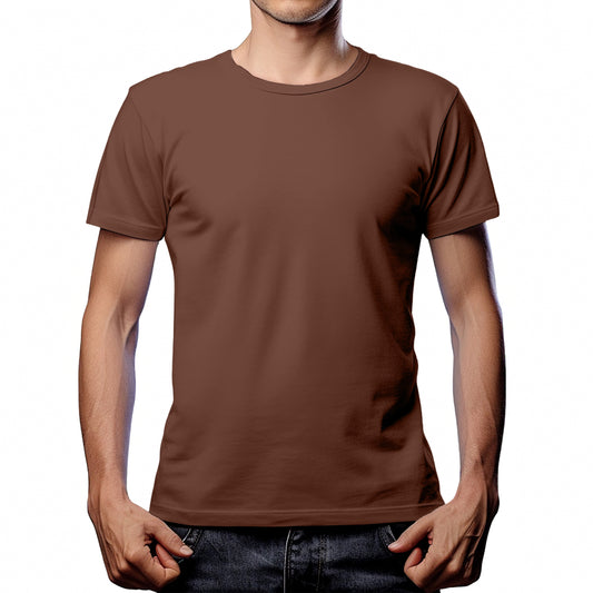 Half Sleeves Brown T-shirt For Men - FlyingCart.pk
