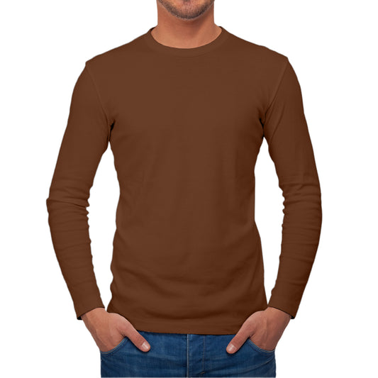 Full Sleeves Brown T-Shirt For Men - FlyingCart.pk