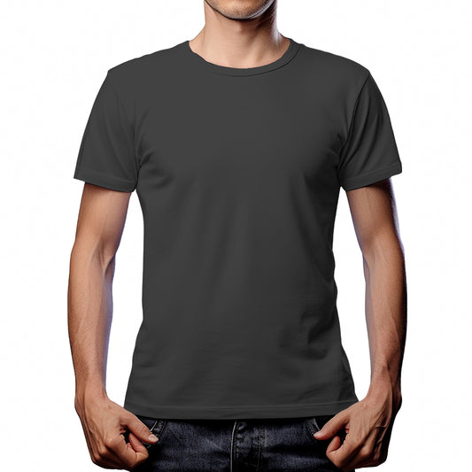 Half Sleeves  Charcoal Grey T-shirt For Men - FlyingCart.pk
