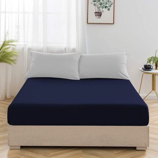 Dark Blue Fitted Sheet- FlyingCart.pk