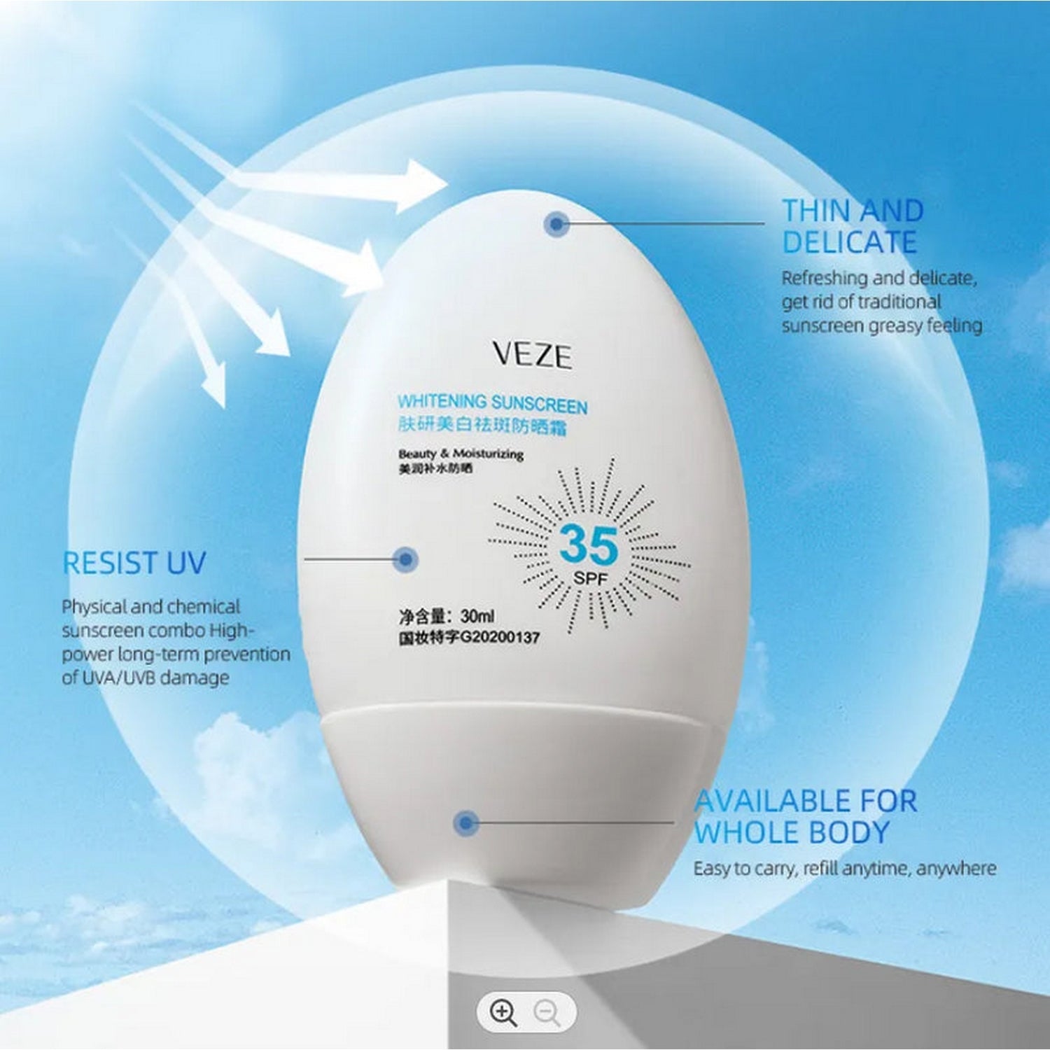 VEZE Sunscreen + Aloe Vera Gel (2 in 1) - FlyingCart.pk