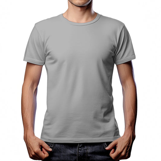 Half Sleeves Grey T-shirt For Men - FlyingCart.pk