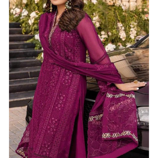 Azure Bamboo Chiffon Dress Suit - FlyingCart.pk