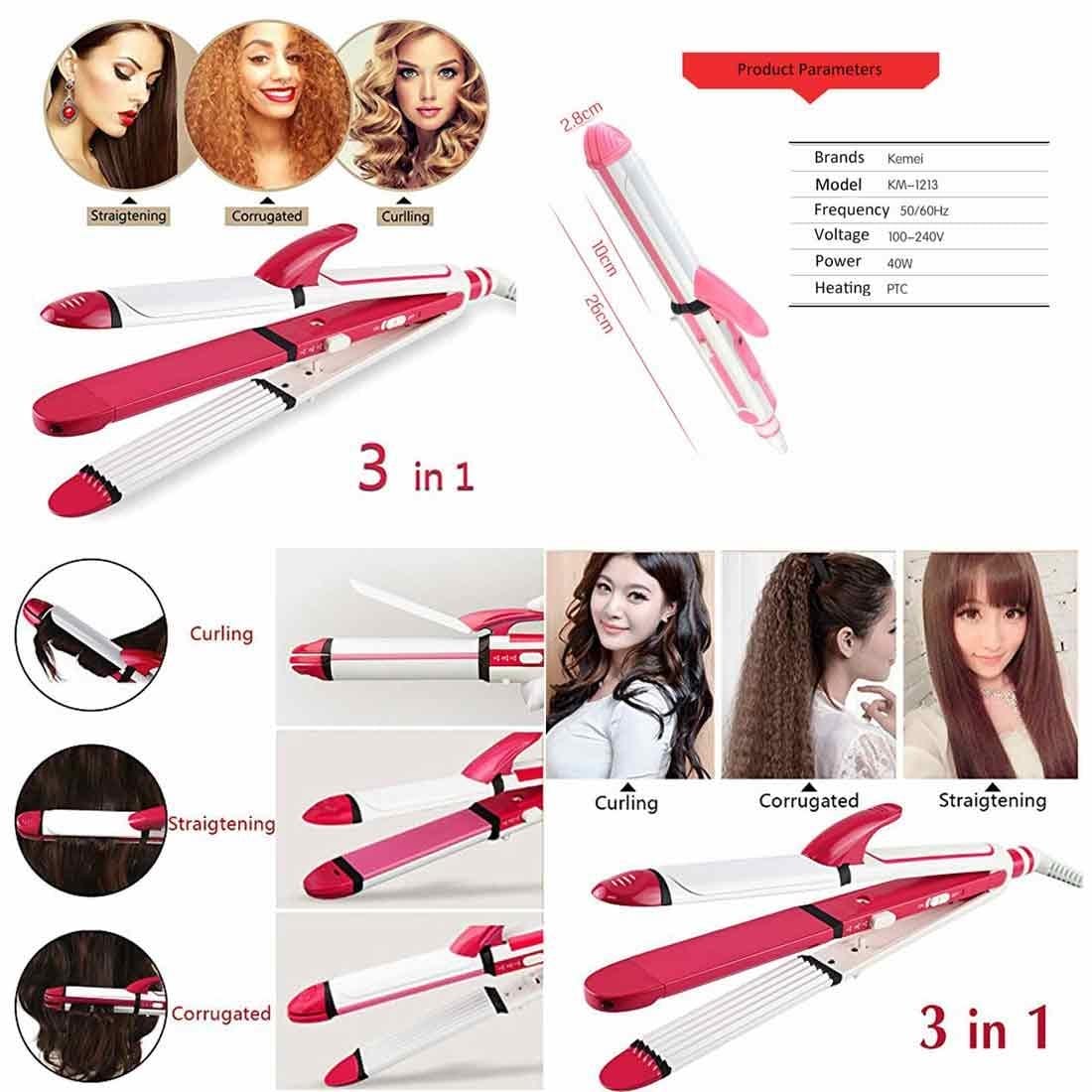 Kemei 3 in 1 Professional Electric Straightener