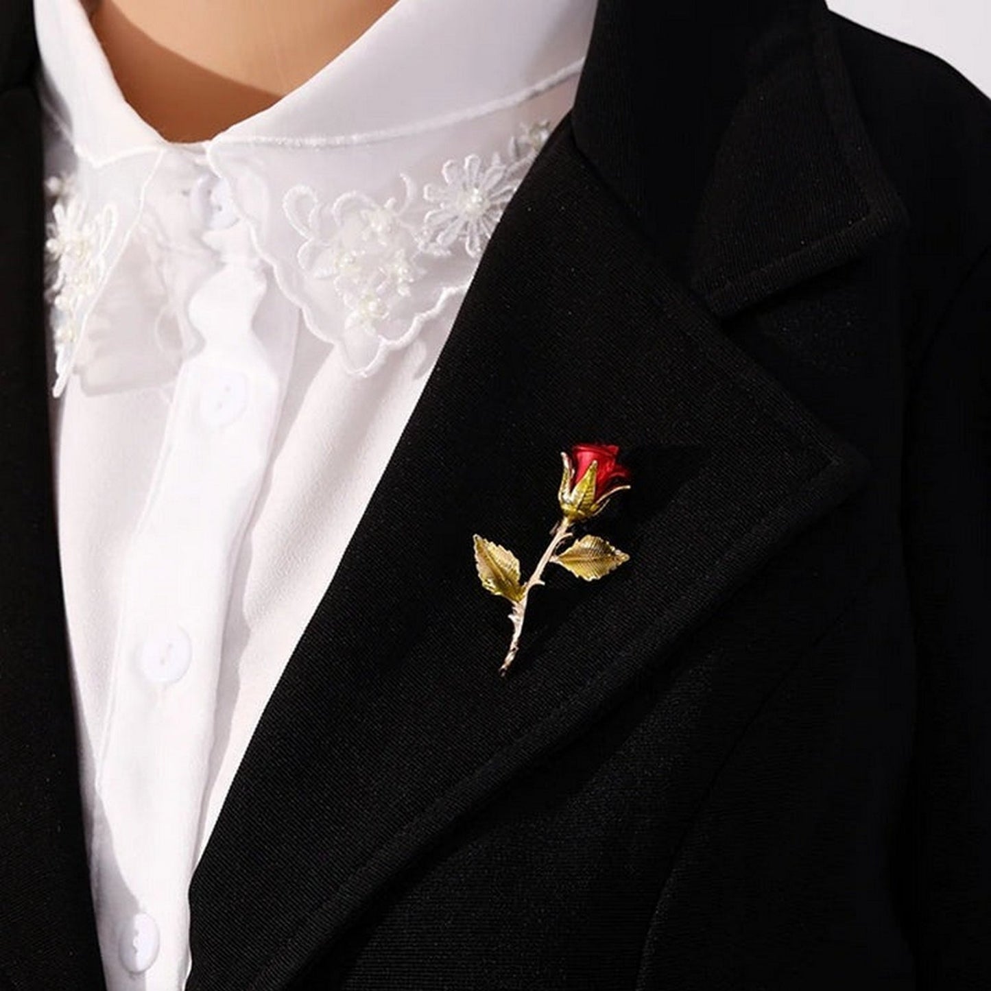 Elegant Red Rose Flower Clip Buckle Brooch Pin - FlyingCart.pk