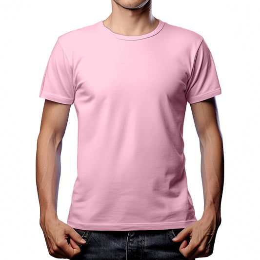 Half Sleeves Light Pink  T-shirt For Men - FlyingCart.pk