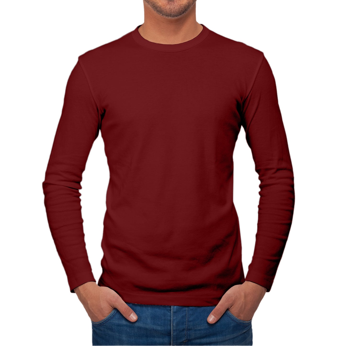 Full Sleeves Maroon T-Shirt For Men - FlyingCart.pk