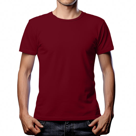 Half Sleeves Maroon T-shirt For Men - FlyingCart.pk