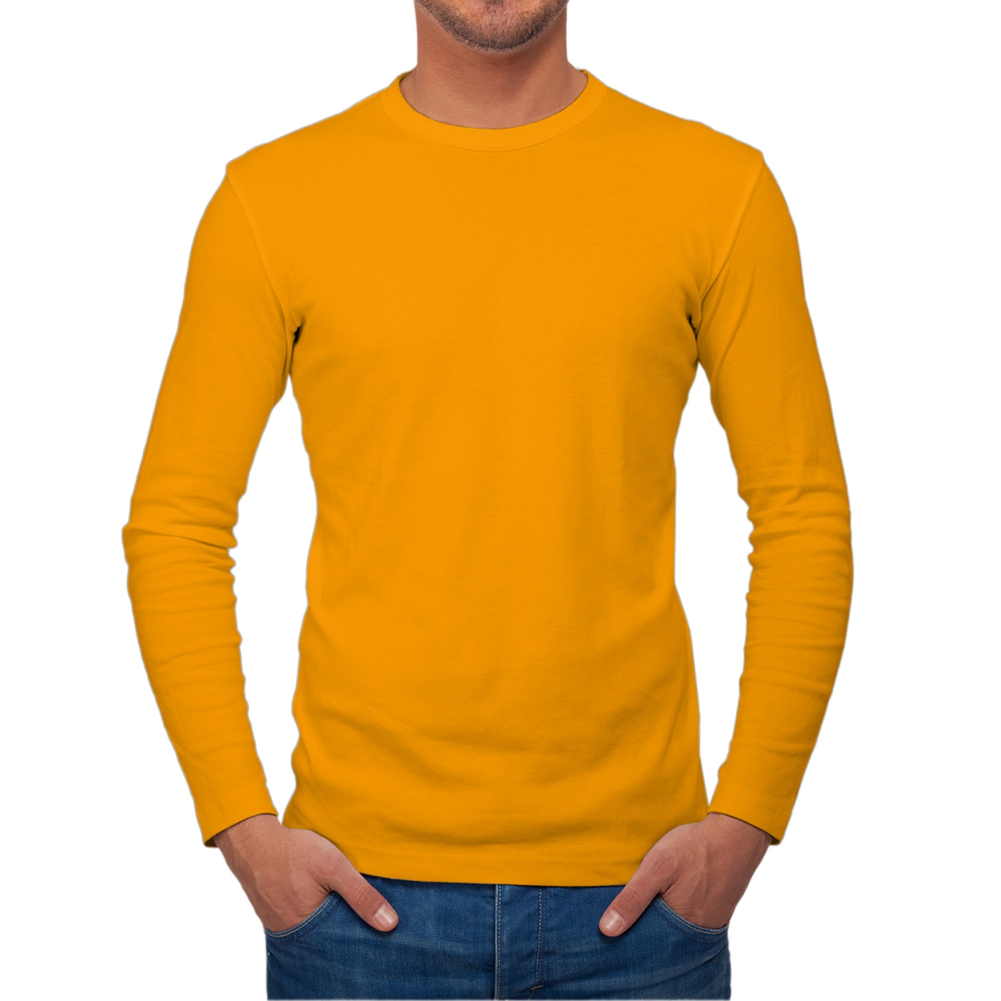 Full Sleeves Mustard T Shirt For Men