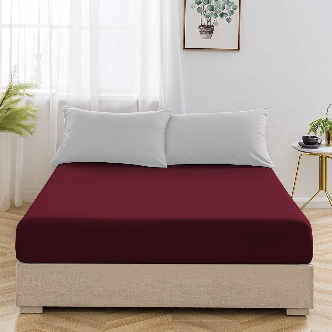 Maroon Fitted Sheet - FlyingCart.pk