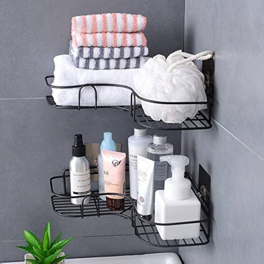 Metal Bathroom Corner Rack Storage Shelves -1 PC Black