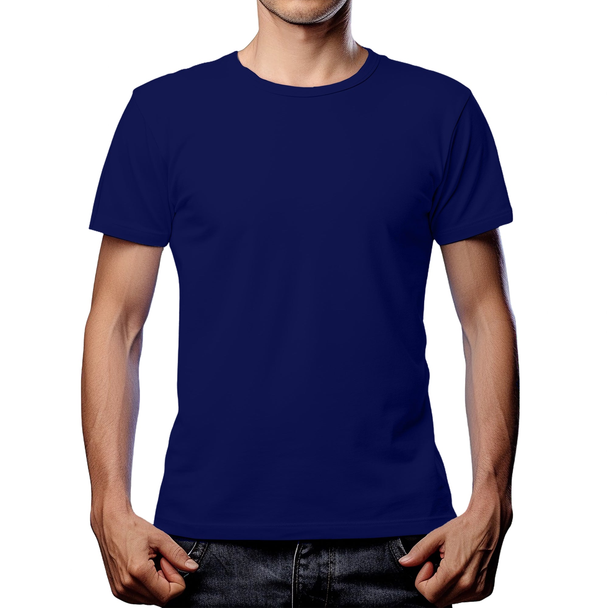 Half Sleeves  Navy Blue T-shirt For Men