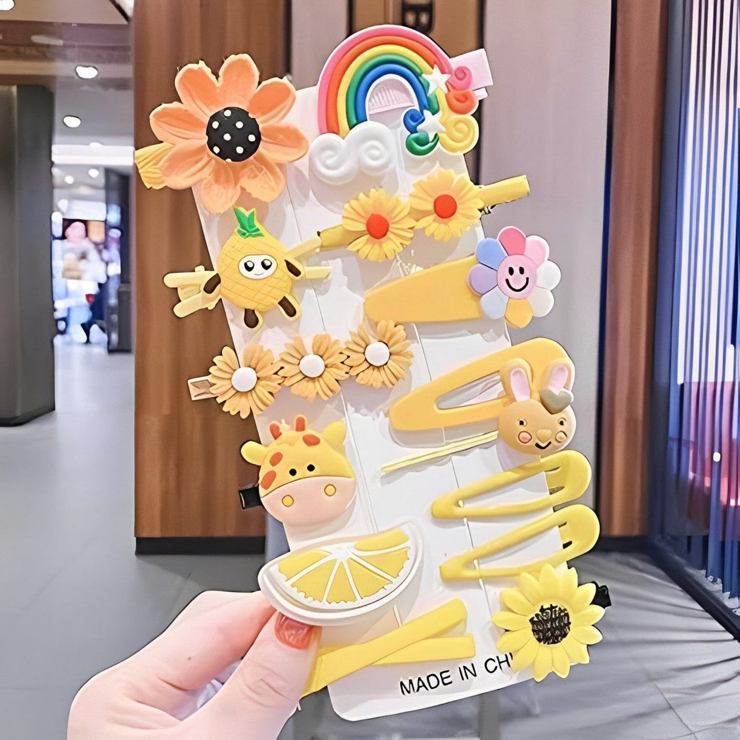 Flower And Animal Pony Clip Set (14 Pcs) - FlyingCart.pk