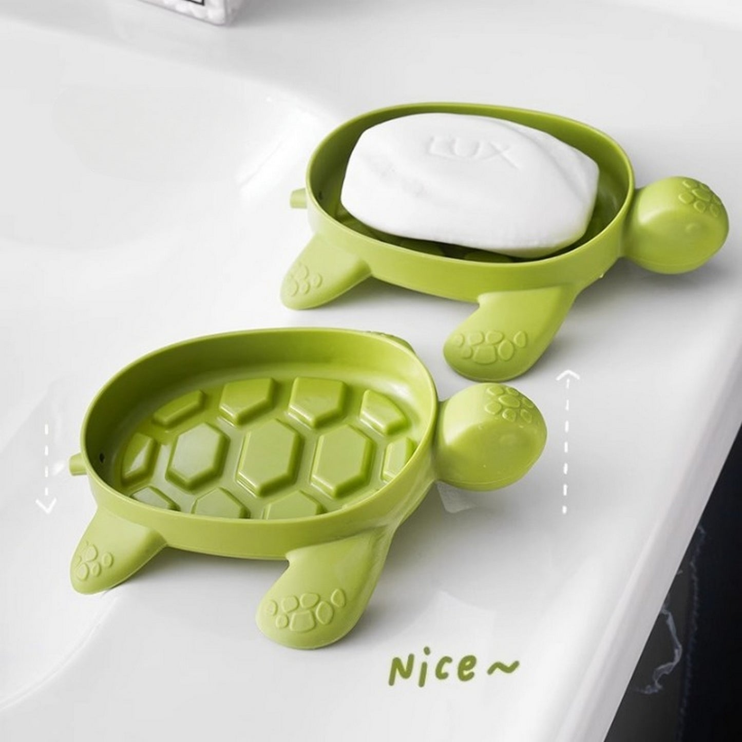 Cute Turtle Shape Soap Dish Holder Soap Storage Draining Tray - FlyingCart.pk
