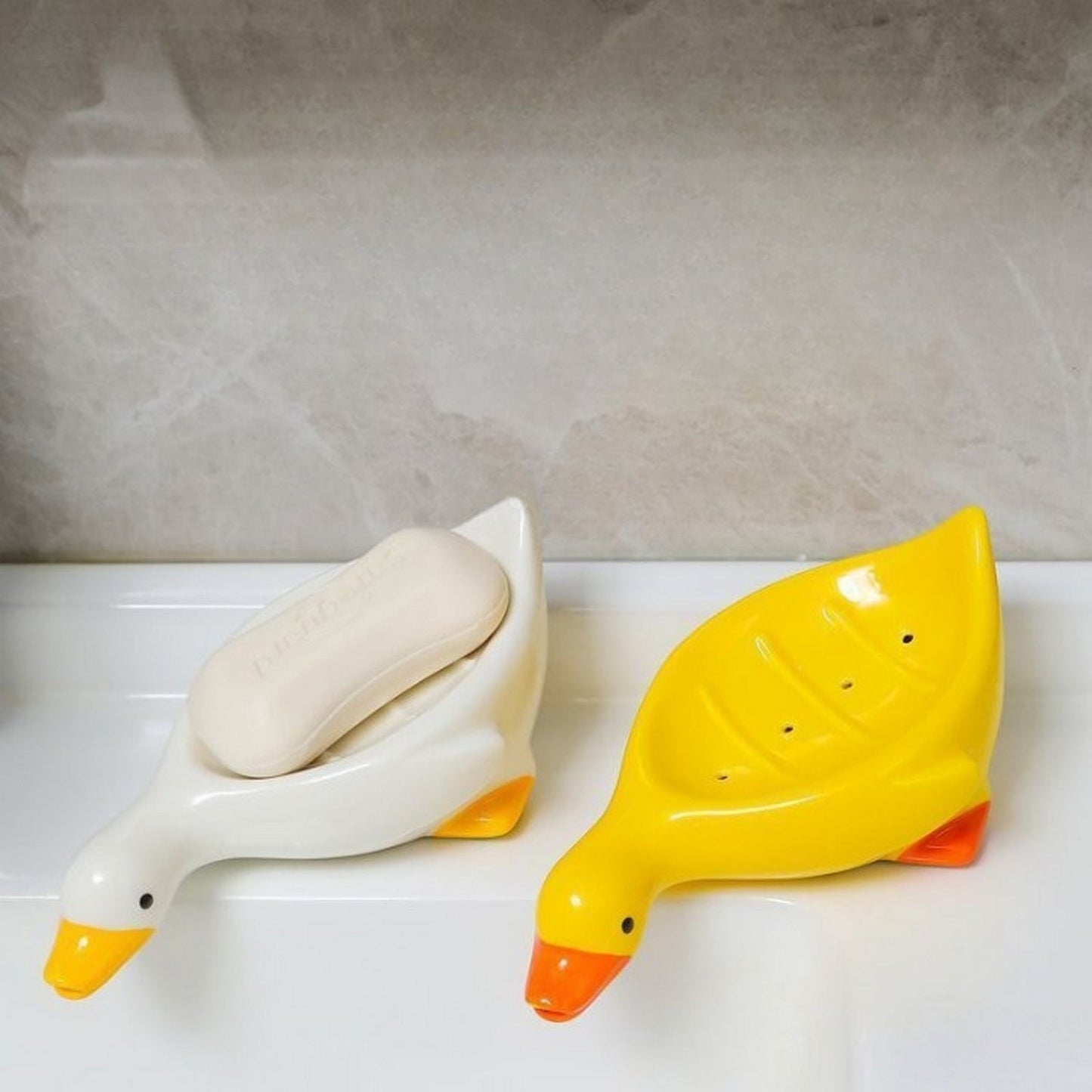 Cute Duck Self Draining Soap Holder Water Drainage - FlyingCart.pk