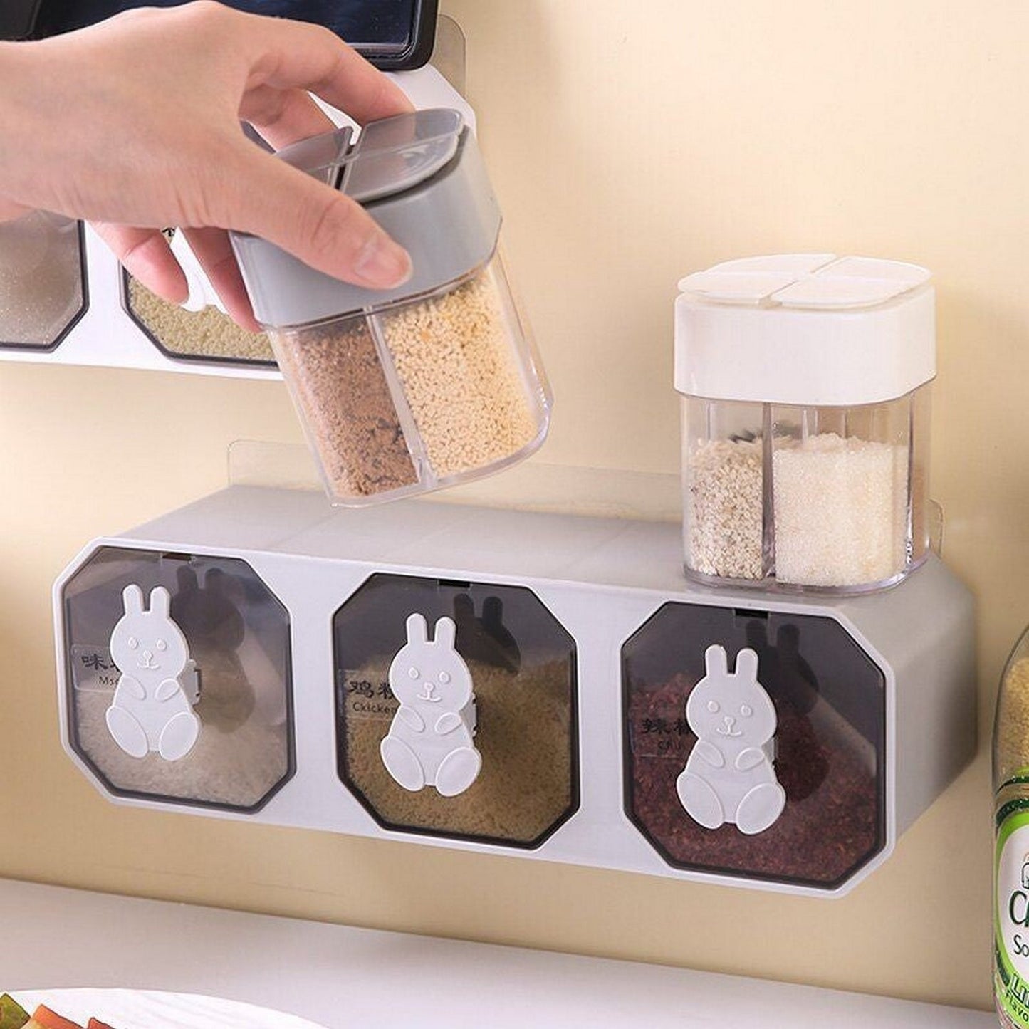 Spice Rack Set With Wall Mount & Seasoning Jars - FlyingCart.pk