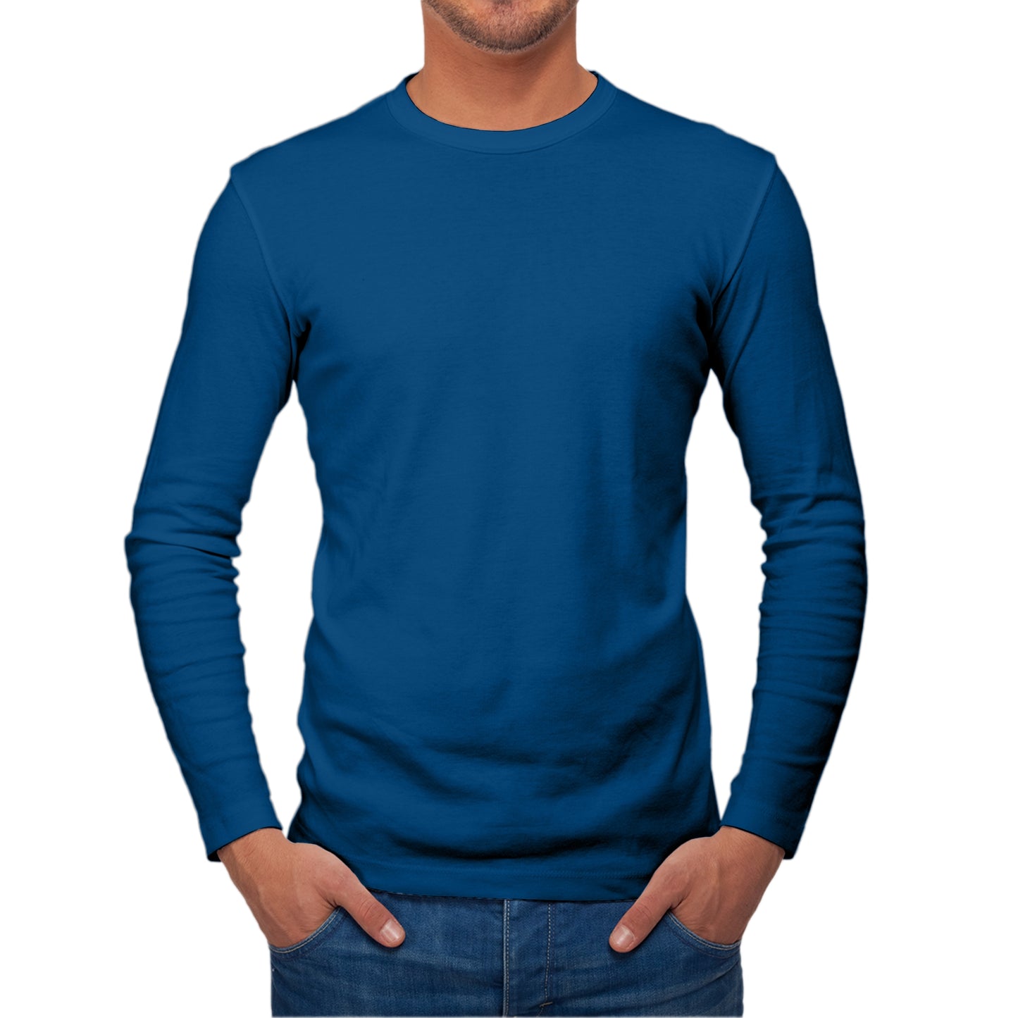 Full Sleeves Petroleum Blue  T-Shirt For Men - FlyingCart.pk