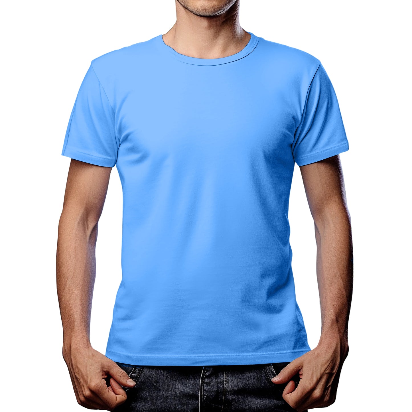 Half Sleeves Sky Blue T-shirt For Men - FlyingCart.pk